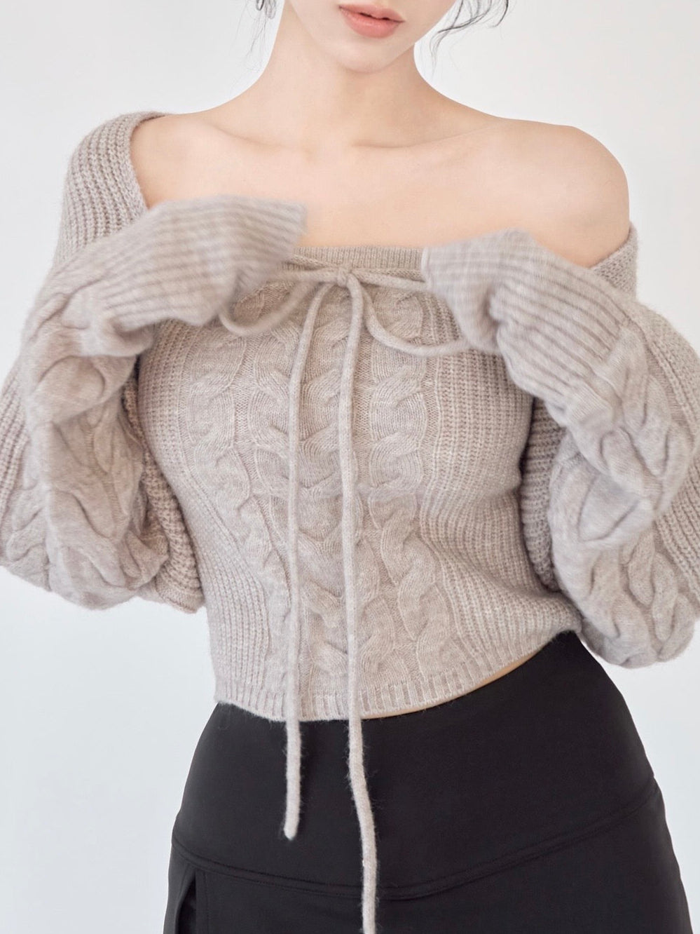 トップス YILON CABLE KNIT BOLERO BARE SET Cable knit bolero bare set – YILON