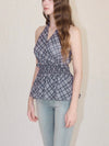 Halter-neck check blouse