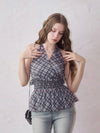 Halter-neck check blouse