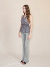 Halter-neck check blouse