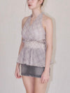 Halter-neck check blouse
