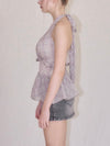 Halter-neck check blouse