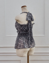 Halter-neck check blouse
