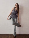 Halter-neck check blouse