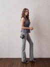 Halter-neck check blouse
