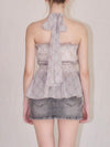 Halter-neck check blouse