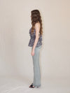 Halter-neck check blouse