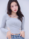 Back lace ribbon tee