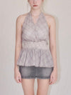 Halter-neck check blouse