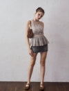Halter-neck check blouse