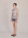 Halter-neck check blouse