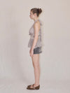 Halter-neck check blouse
