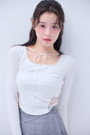 Back lace ribbon tee