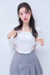 Back lace ribbon tee