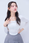 Back lace ribbon tee