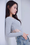Back lace ribbon tee