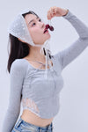 Back lace ribbon tee
