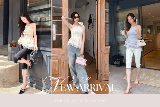 〈STAFF BLOG〉ASYMMETRIC HALTER NECK SATIN TOP