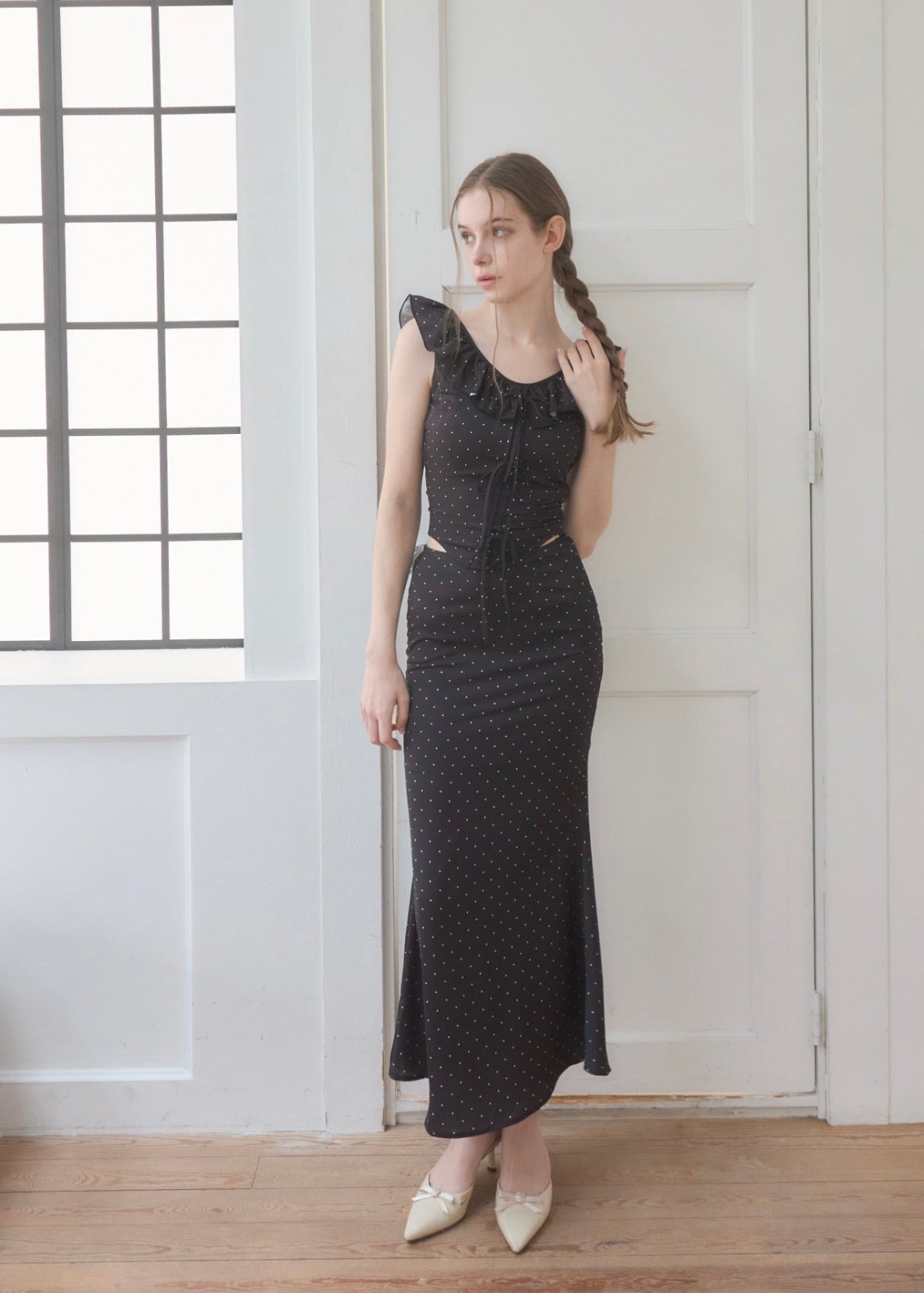 RUFFLE DOT SATIN SETUP – YILON