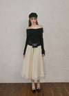 Off-shoulder ribbon knit