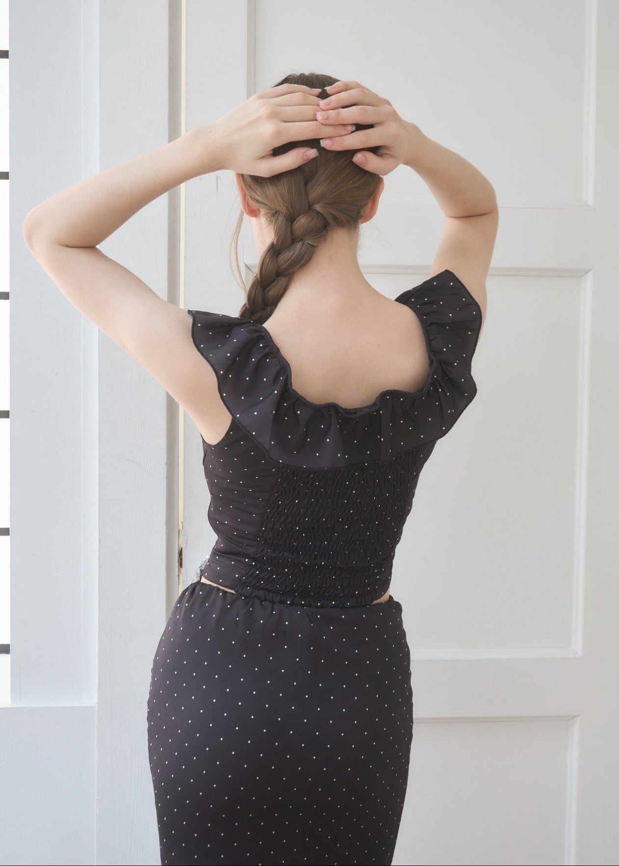 RUFFLE DOT SATIN SETUP – YILON