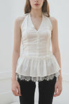 HALTER-NECK PEPLUM BLOUSE