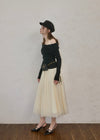 Off-shoulder ribbon knit