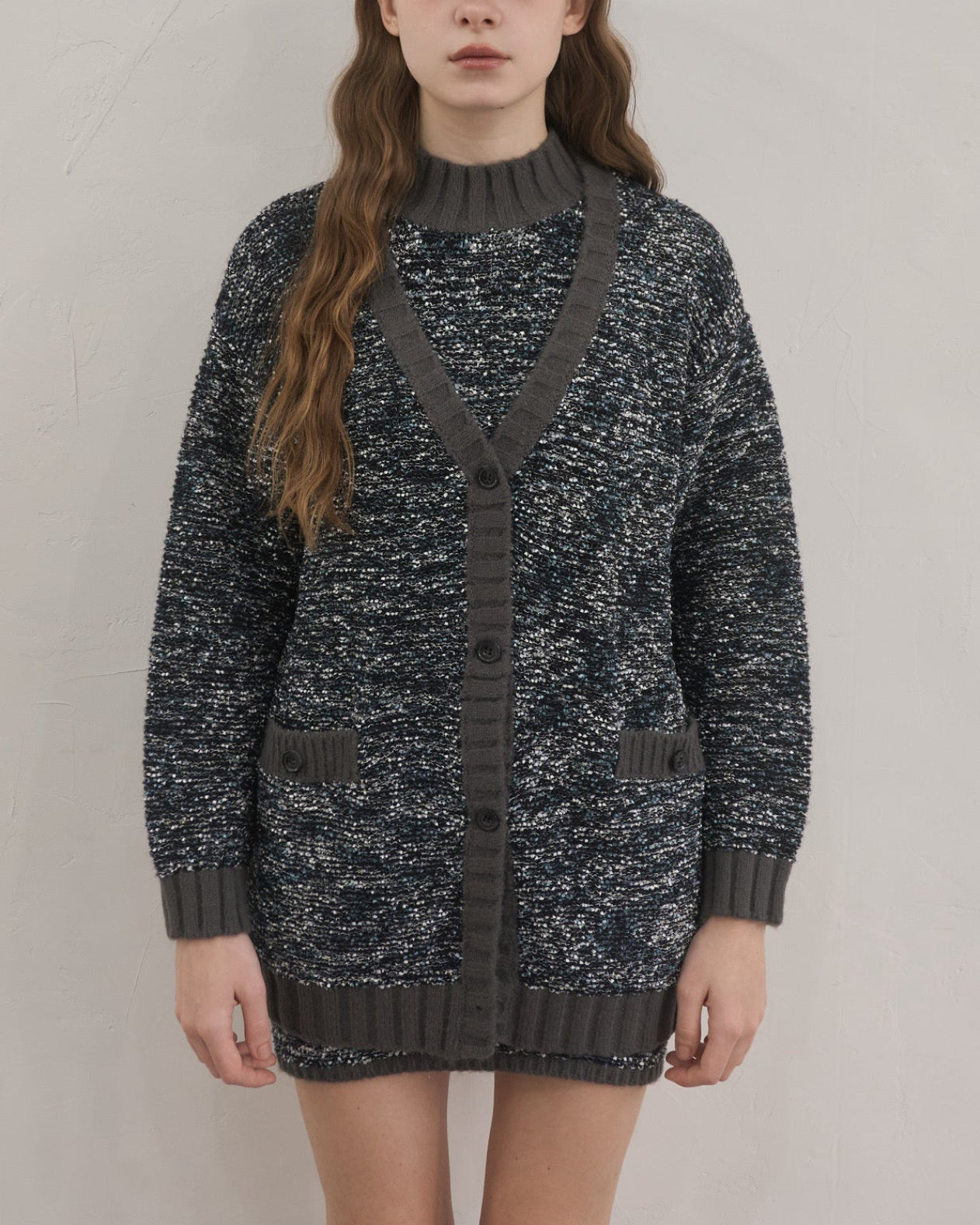 Mix yarn knit cardigan – YILON