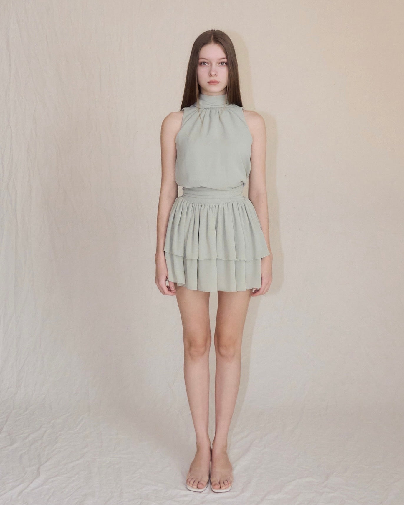 Feminine chiffon setup flare yilon イロン YILON MADE】 Feminine chiffon setup(flare)新品 セットアップ