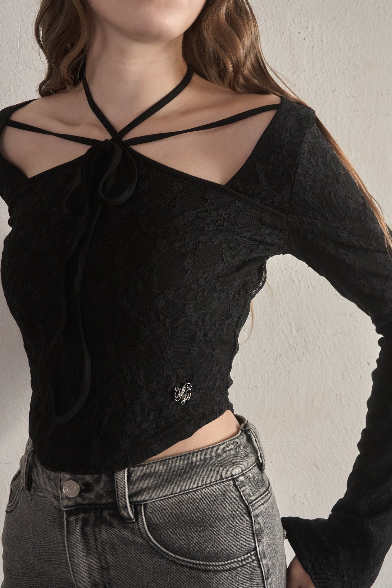 Full lace ribbon tee – YILON