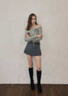 Belt check mini skirt