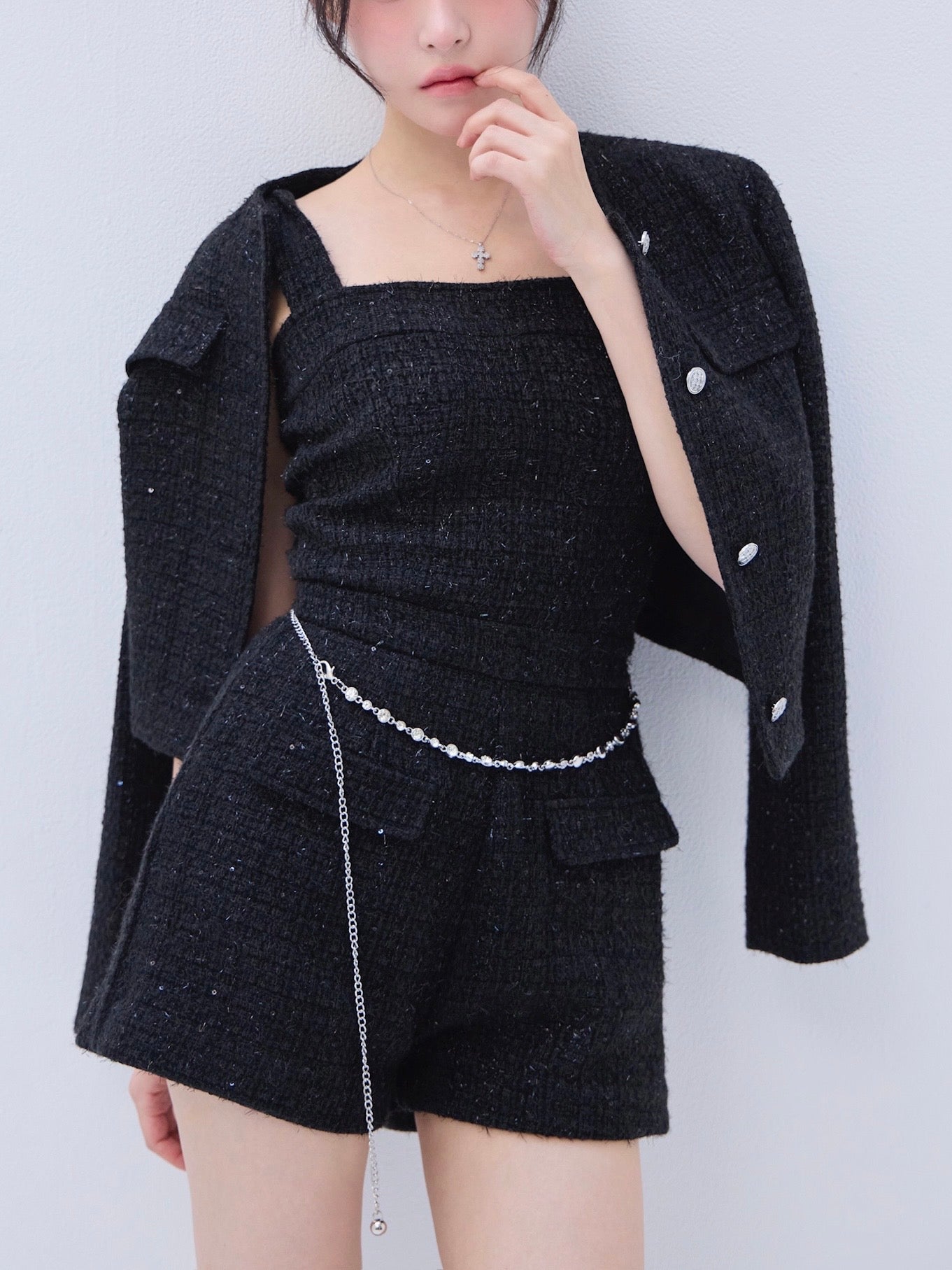 YILON TWINKLE TWEED ROMPERS ロンパース　ワンピース Twinkle tweed rompers – YILON