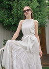 HALTER NECK TIERED MAXI DRESS
