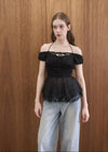 FABRIC MIX PEPLUM TOP