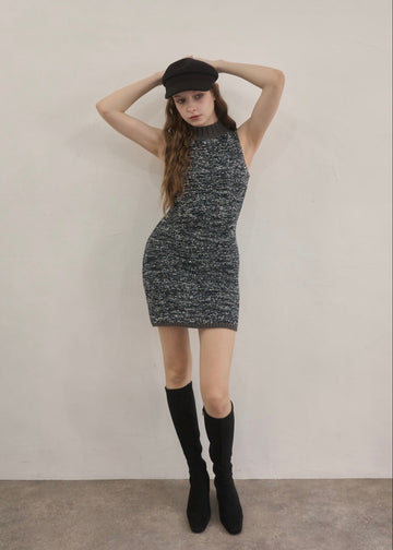 Mix yarn knit one-piece