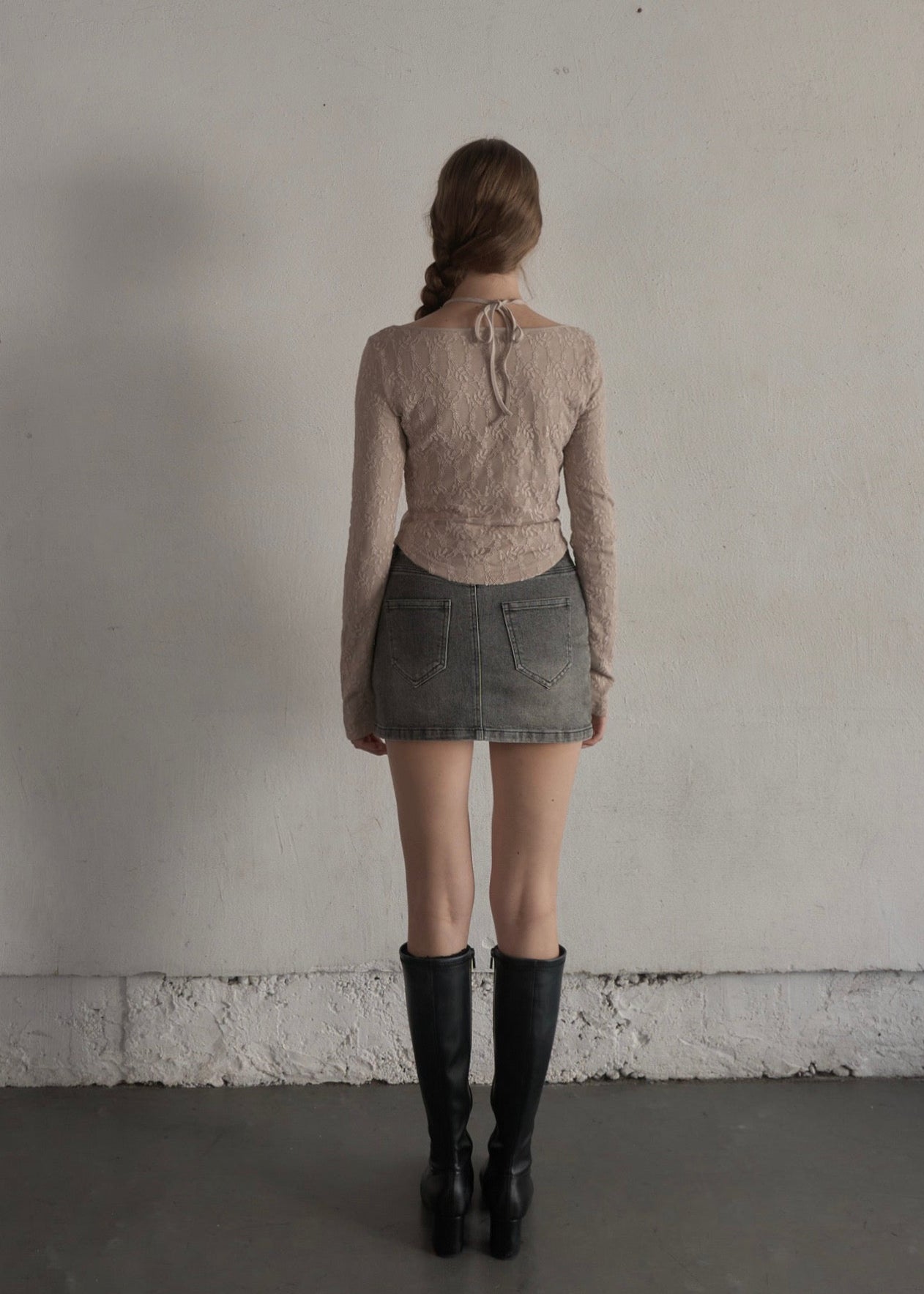 新品未使用 YILON FULL LACE RIBBON TEE ブラック Full lace ribbon tee – YILON