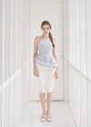 ASYMMETRIC HALTER NECK SATIN TOP