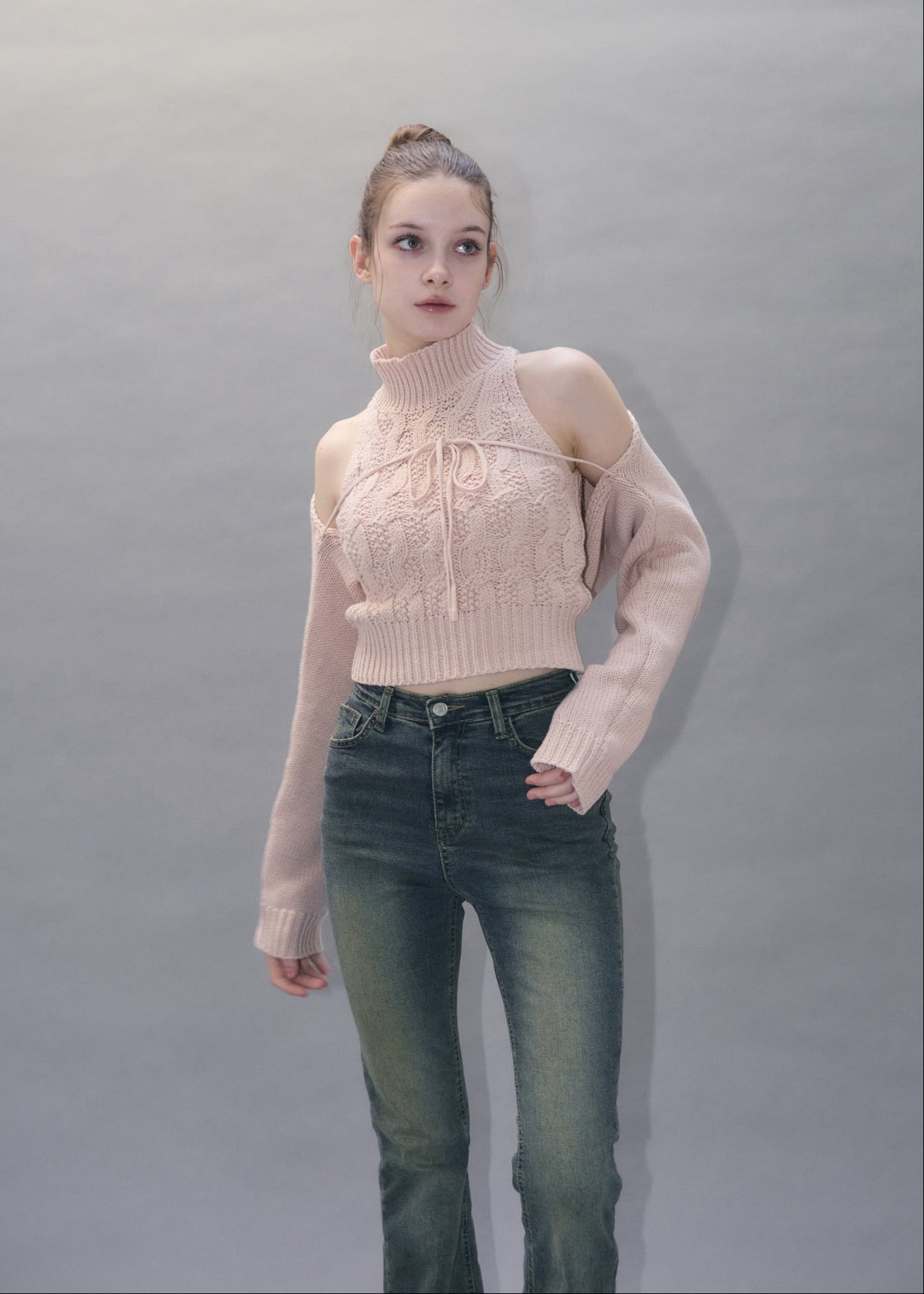 yilon ♡ LAYERED KNIT ENSEMBLE pink Layered knit ensemble – YILON