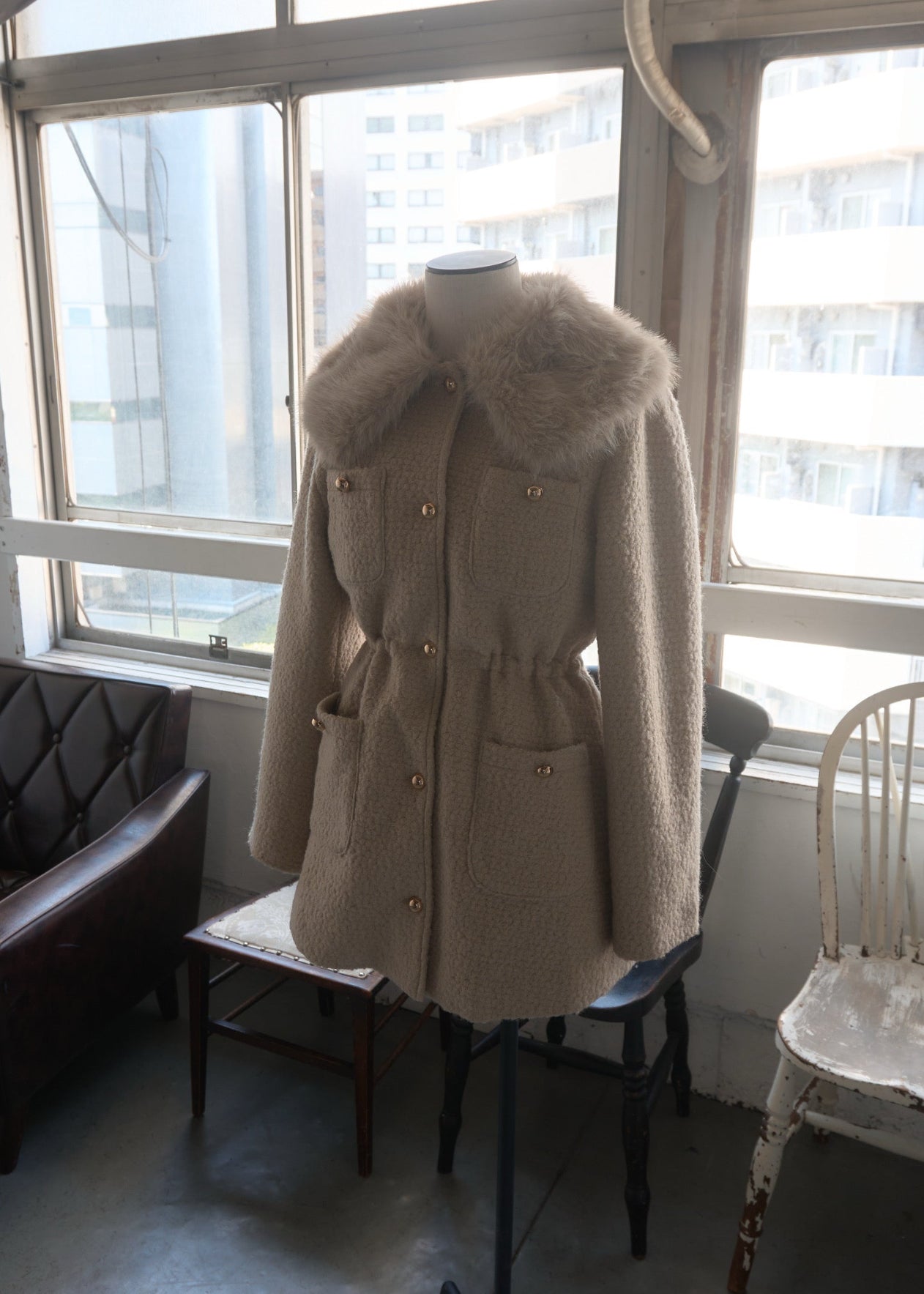 Fur collar classical coat – YILON