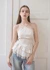 ASYMMETRIC HALTER NECK SATIN TOP