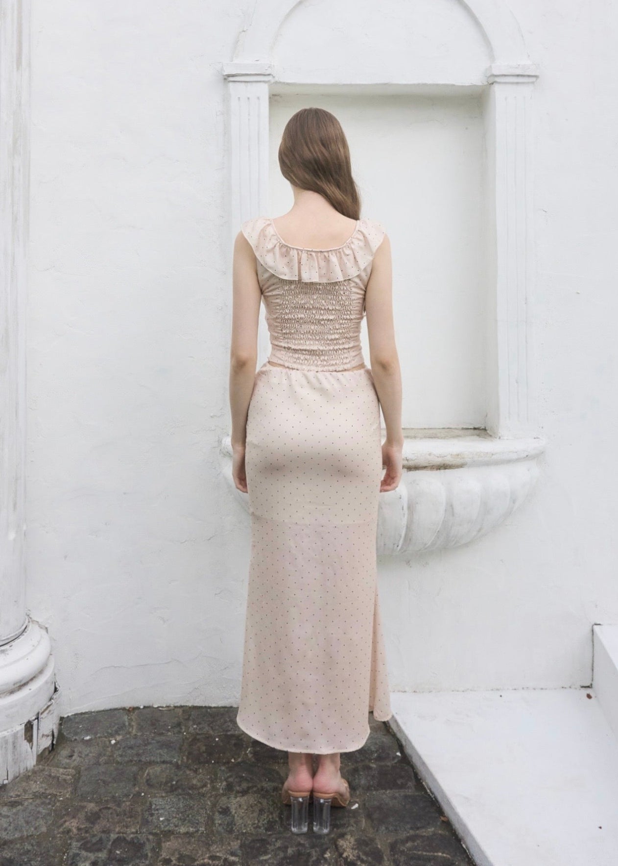 RUFFLE DOT SATIN SETUP – YILON