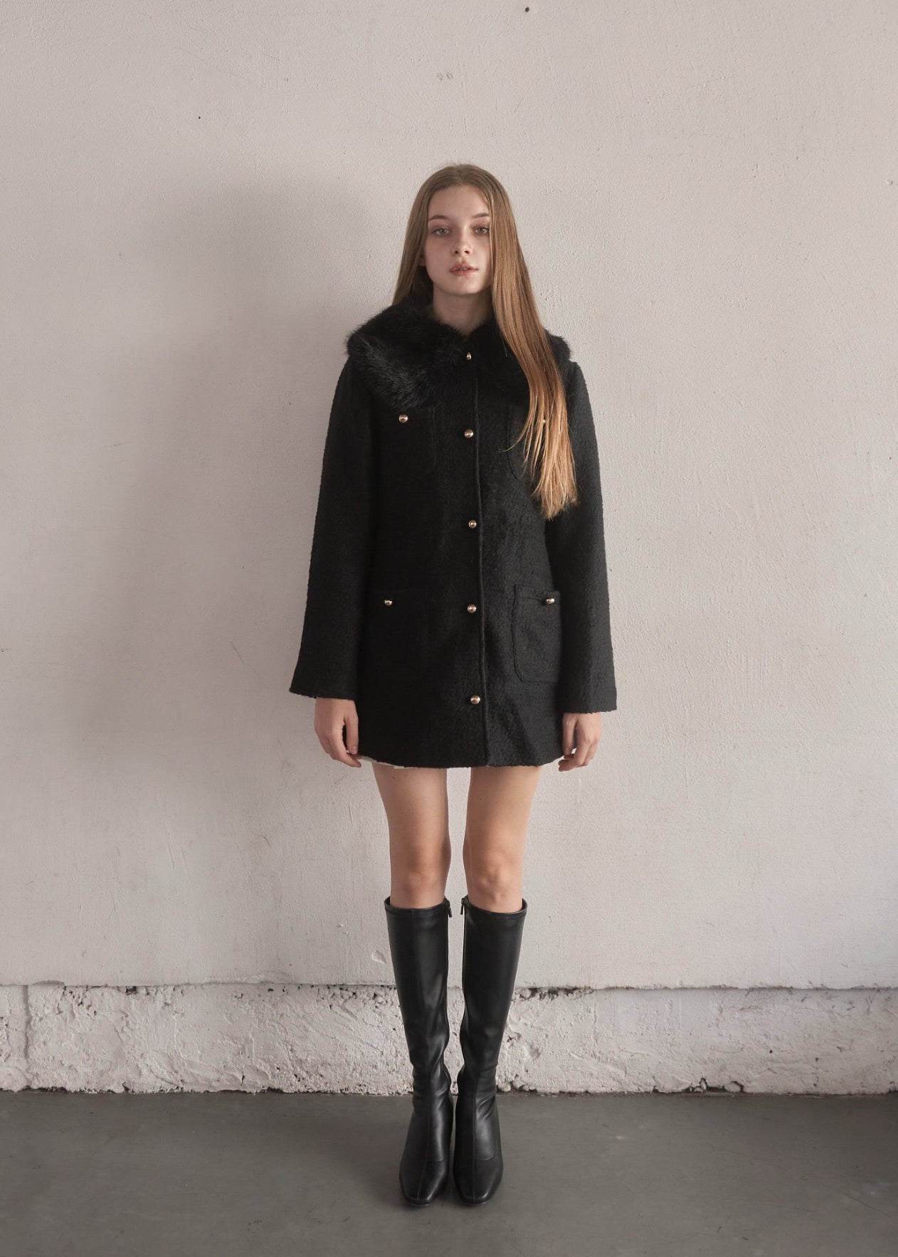 Fur collar classical coat – YILON