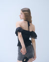 Dot frill blouse