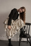 Tiered dot skirt