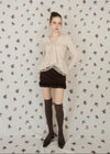 WARM TIE PEPLUM LACE BLOUSE