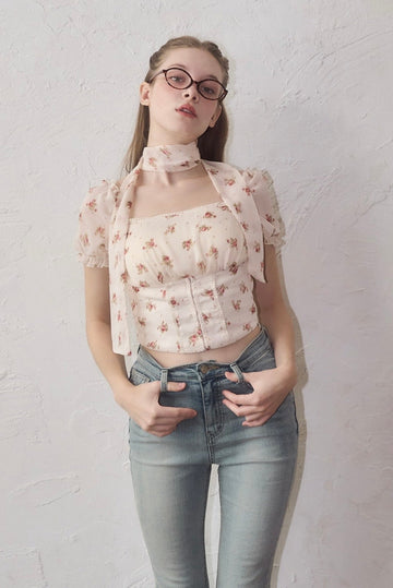 Little flower chiffon blouse