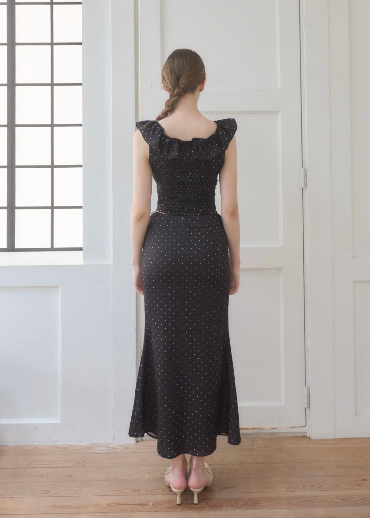 RUFFLE DOT SATIN SETUP – YILON