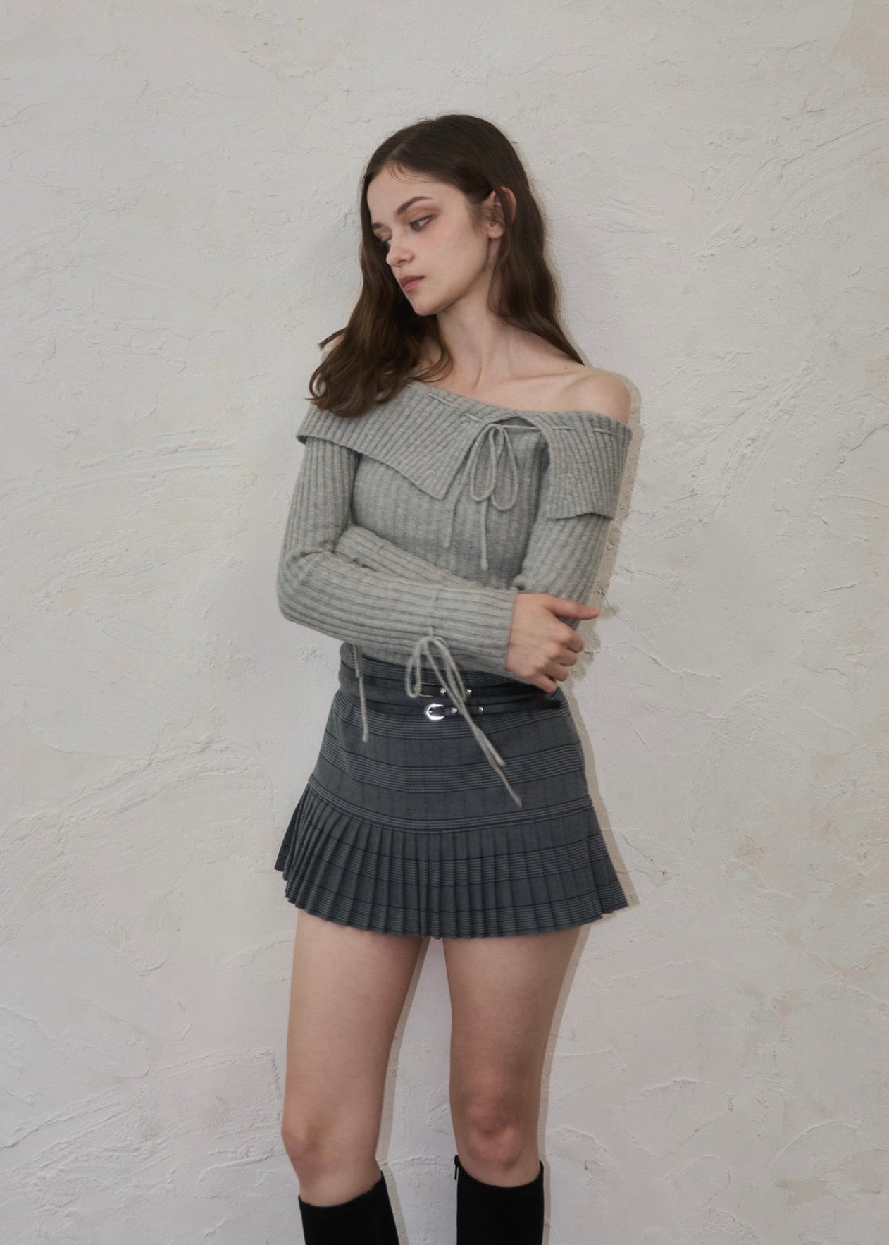 ゴ*マ様 andwang Ribbon Off-Shoulder Knit Se ゴ*マ様 andwang Ribbon Off-Shoulder Knit Se Off-shoulder ribbon