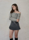 Belt check mini skirt