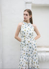 HALTER NECK TIERED MAXI DRESS